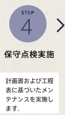 STEP4 保守点検実施　計画書および工程表に基づいたメンテナンスを実施します。